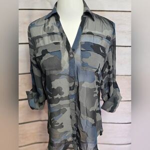 Sheer Blue Camouflage Blouse